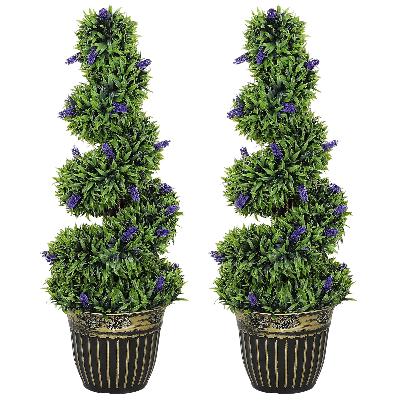 HOMCOM Set of 2 Decorative Artificial Plants with Lavender and Pot - 90cm