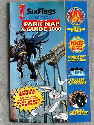 SIX FLAGS OVER TEXAS Park Map & Guide (DC Comics 2000), Comic Book Activity Book