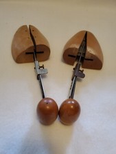  2 Vintage Wooden Adjustable Stretchers Shoe Tree Size 4 8 up Wood Rare
