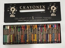 Vintage Prang Crayonex Box of 32 Crayons no. 326 ~ Complete Set