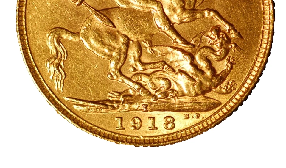 India Bombei George V Gold Sovereign 1918 I KM#A525 11463 - Image 2 of 3