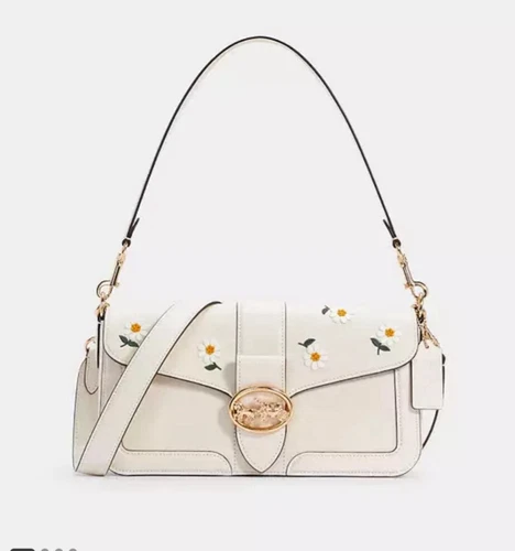 NWT Coach Georgie Shoulder Bag with Rivets Gold/Chalk