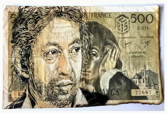 IMPRESSION SUR  GRANDE TOILE  500 FRANCS GAINSBOURG  - Photo 1/1
