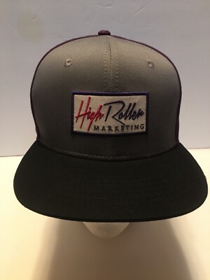 Rare High Roller Marketing Hat Gray/Plum Front Has  Embroidered Patch Logo Wow