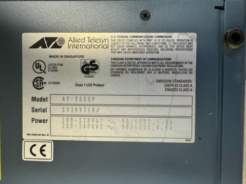 ALLIED TELESYN TurboStack TS06F/ST 10Base-FL Ethernet 6 Port Hub Model AT-TS06F - Picture 3 of 6