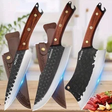 3PCS Professional Kitchen Chef Knife Boning Knife Set Meat Cleaver Fruit Knives