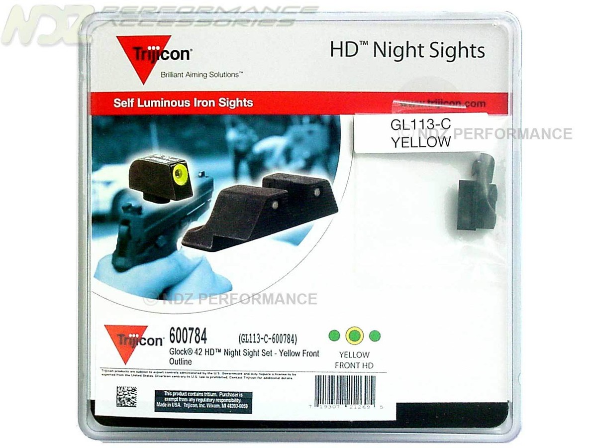 for Glock Trijicon HD Night Sight Set Tritium 3 Dot 42 43 Yellow