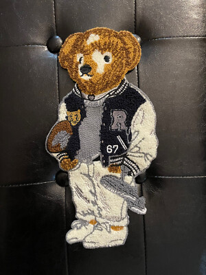 XL POLO RALPH LAUREN SEW ON PATCHES EXTRA LARGE FOOTBALL VARSITY BEAR  JACKET BAG