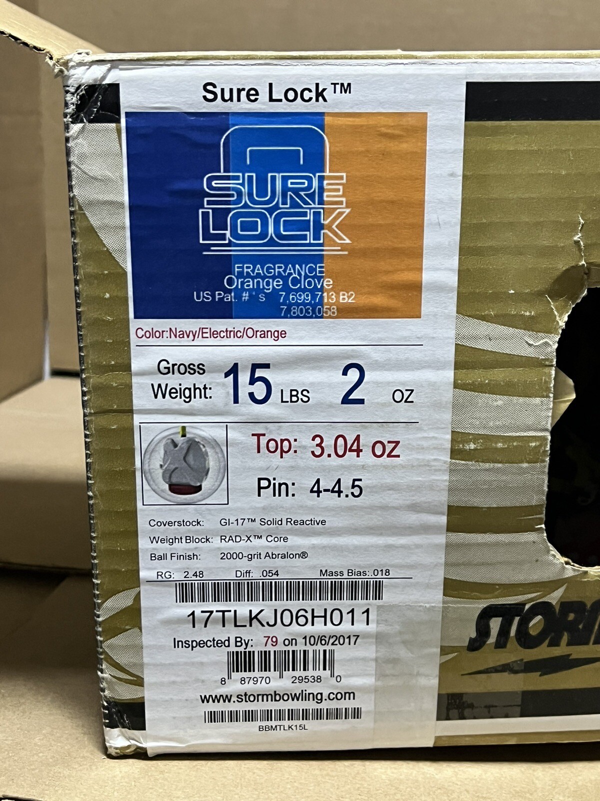 15 lb Bowling Ball Storm Sure Lock New in Original Box
