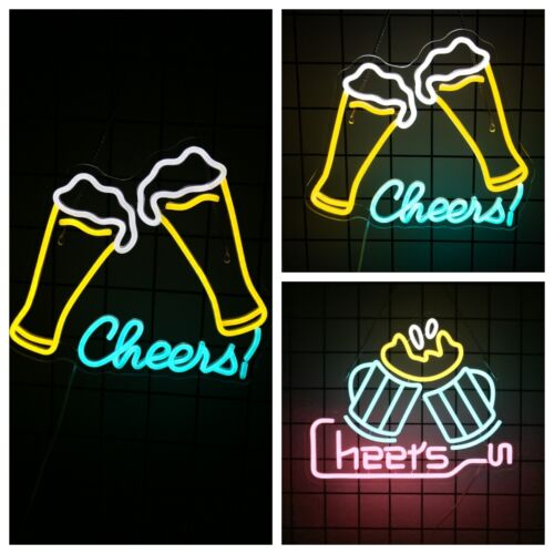USB LED Cheers Neon Sign Light Bar Wall Hanging Bedside Lamp Lighting Decor US