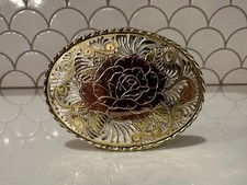Vintage Rose Belt Buckle - Silver Plated With Rose Gold Plated Rose