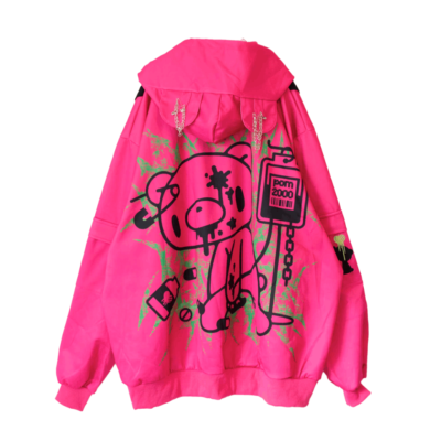 Gloomy Bear Emo Rave Hot Pink Oversized Mesh Jacket XL