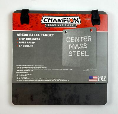 #ad Champion Center Mass Steel Target 3 8 inch Thickness x 8 inch Square 44905 $32.00