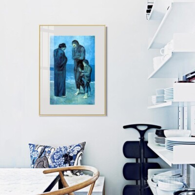 Framed Canvas Art 1903 Des pauvres au bord de la mer by Pablo Picasso Wall Art