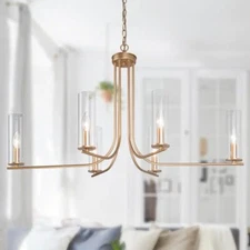 LNC 6F6NAJHD13808Z7 Modern Gold Linear Candlestick Ceiling Chandelier