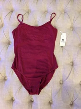 Womens Iefiel Straps Back Bodysuit Leotard Burgundy Red Medium M NWT
