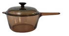 Corning Vision Amber 2.5L Saucepan Pot Pyrex V2.5C Glass Lid Vintage Made in USA