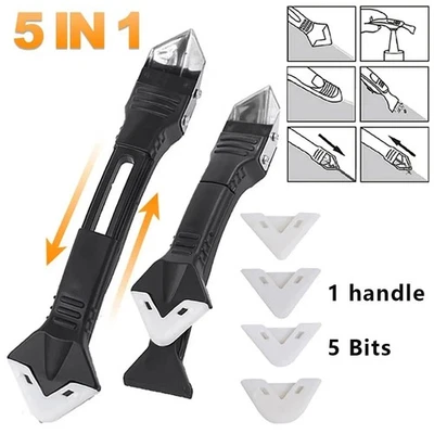5-in-1 Caulking Tool Kit Silicone Spatula Sealant Finishing & Grout Remover - image 1 of 4