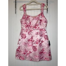 Lulus Brighter Side Pink Floral Satin Jacquard Mini Dress Party Party Large