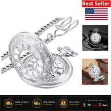 Stylish Roman Numeral Pocket Watch with Chain - Vintage Gift for All Occasions