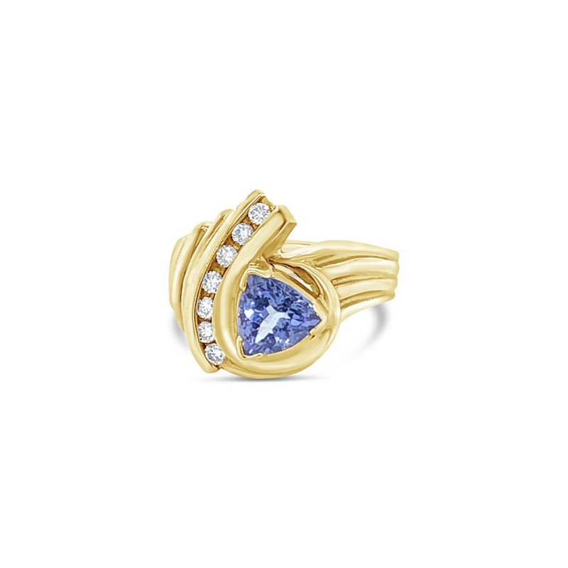LeVian 14K Yellow Gold Cocktail Ring with 0.81 TCW Tanzanite & Diamond - Size 4