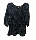 St Johns Bay Smocked Peasant Top Womens 3X Printed 3/4 Sleeve Casual #drs17