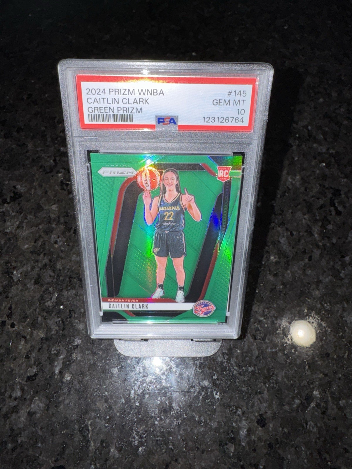 2024 Caitlin Clark Panini Green Prizm WNBA #145 (RC) GEM MT PSA 10 Fever view 2