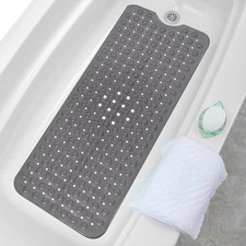 35x16 Non Slip Bathtub Shower Mat Anti Slip Bath Mat with Suction Cups Gray