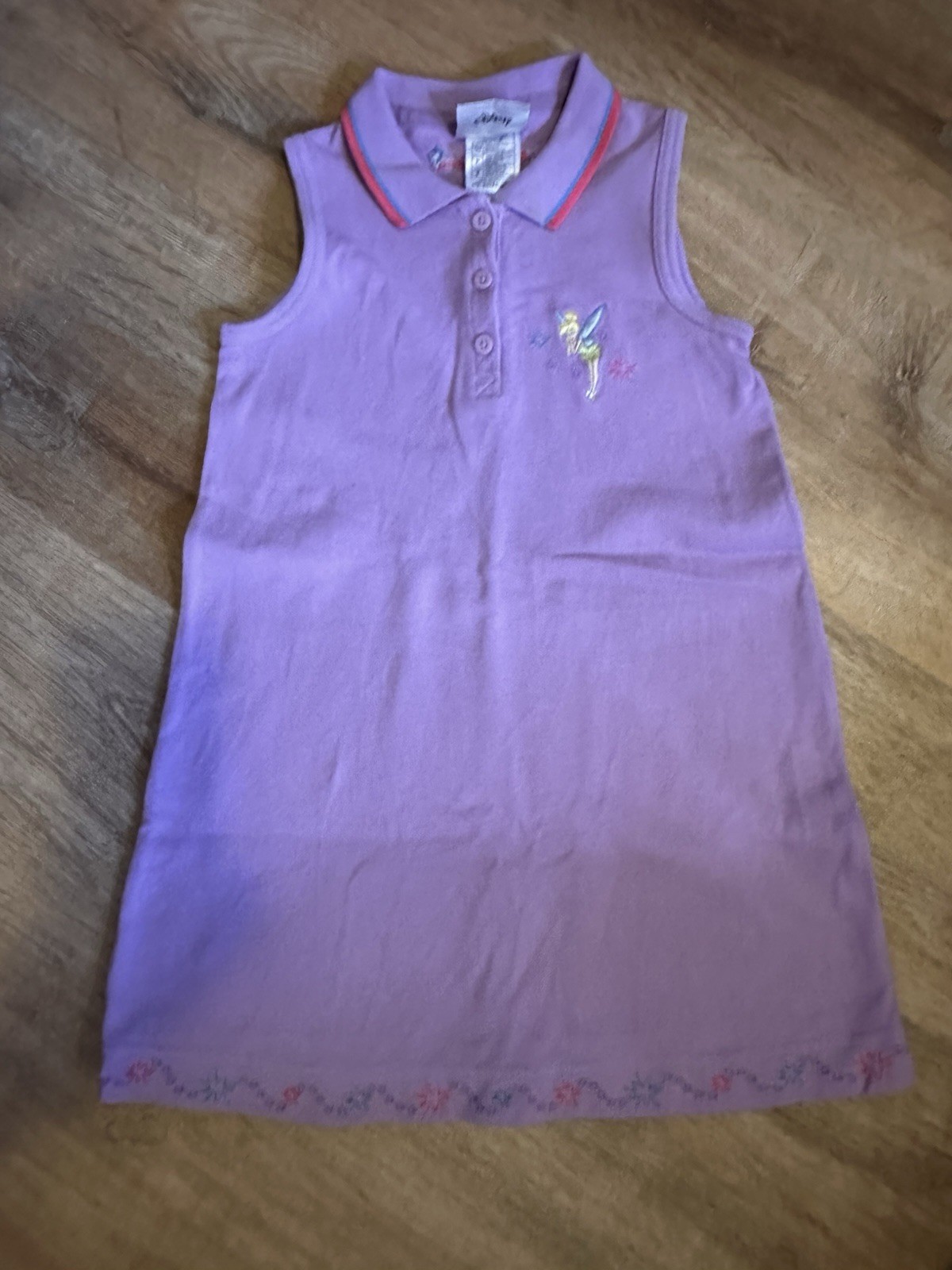 Vintage Rare Disney World Kids Tinkerbell Purple Sleeveless Polo Girls Dress S