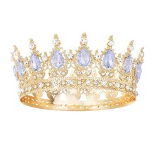 Gold Crown for Women Crystal Tiara and Queen Girl Wedding Gold-1