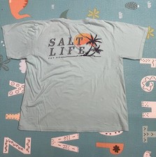 Salt Life T-shirt SZ YXL Blue Short Sleeve 100 Cotton Palm Trees Beach
