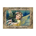 Victorian Christmas Angel With A Tree Cotton Fabric Quilt Block Sewing Applique — photo 1