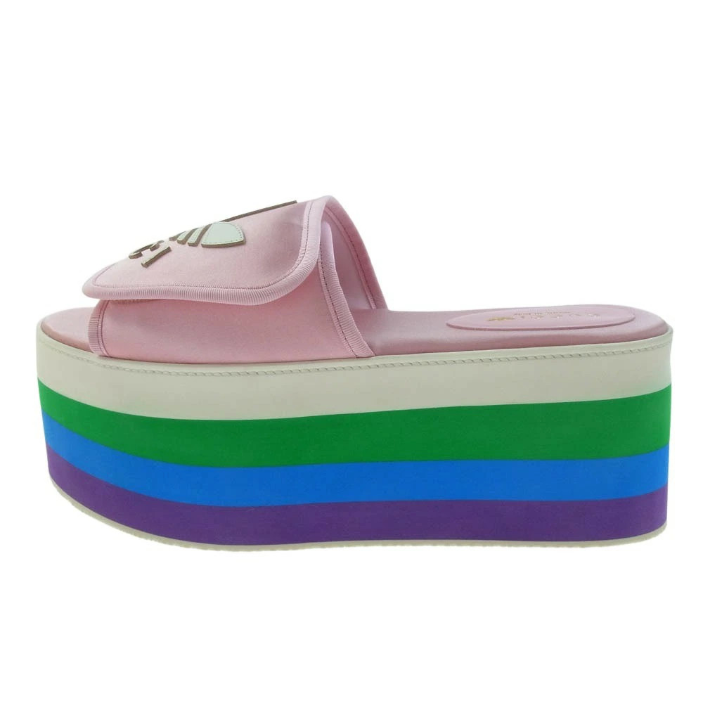 GUCCI 702294 adidas Platform Silk Platform Sandals Pink Multicolor 39.5 Women's thumbnail 2
