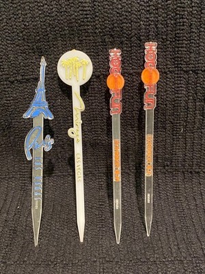 Vintage Las Vegas Paris Mirage Stir Sticks Lot of 4 Hot Summer Mohegan Fun Royer