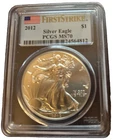 2012 $1 PCGS MS70 AMERICAN SILVER EAGLE - FIRST STRIKE - FLAG LABEL - MS 70