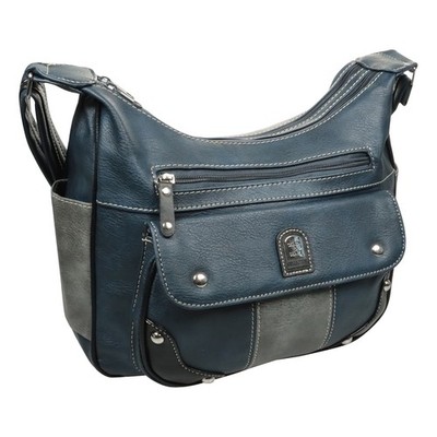 Damen Handtasche Tasche Umhängetasche Schultertasche Blau Vegan Mode Außenfächer