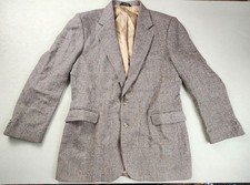 Imperial By Haggar Mens Wool 44R Tweed Herringbone Brown Sports Jacket