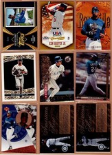 Ken Griffey Jr 9 card lot, Inserts, Mariners, Reds. Blackgold, Rawhide, #ed,