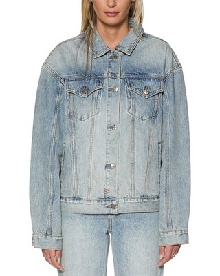 Ksubi Oversized Denim Jacket KARMA Blue Faded Light Wash Streetwear Size XS NWT