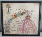 Vintage Embroidered Panel 1930s  Crinoline Lady Southern Belle Framed Picture