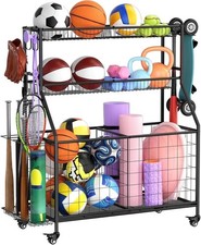 Durable Weatherproof Garage Organizer with Hooks Mesh Baskets for Sports Gear