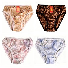 4pcs 100 Mulberry Silk High Waist Panties M fit waist 28"-31" Print Silk Brief