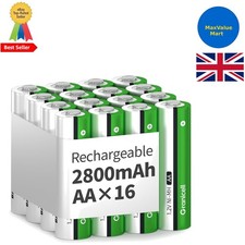 Eco-Friendly 2800mAh Rechargeable AA Battery Pack - Stable Power for All Devices 33.99 per battery