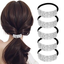 5Pcs Chic Rhinestone Hair Bands Elastic Crystal Hair Ties Hairband Ponytail H...