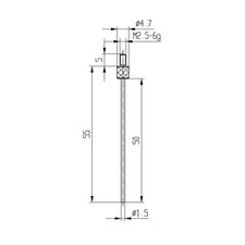 Messeinsatz f&uuml;r Messuhr &Oslash; 1,5 mm Typ: 105L Stahl rostfrei 573/14-L50 L&auml;nge: 50mm