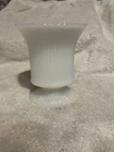 Vintage EO Brody White Milk Glass Ribbed Pedestal Vase Planters - M7000 Marked