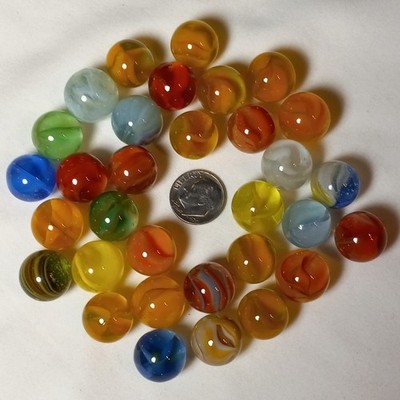 32 Vintage Glass Marbles Most Fancy Cats Eye Estate Lot 9