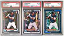 2024 Bowman Luis Baez #BCP66 Chrome, Lava, & Blue Shimmer PSA 9/PSA 10 Lot of 3