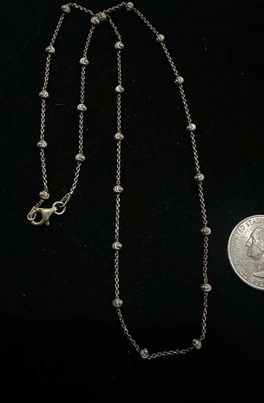 Artisan Sterling Silver 925 NECKLACE Beaded Vermeil Chain Pendant Chain 18”