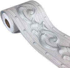 Elegant Silver Grey Floral Molding Wallpaper Border Peel Stick Home Ceiling D...